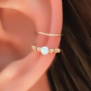White fire opal fake faux cartilage conch earring